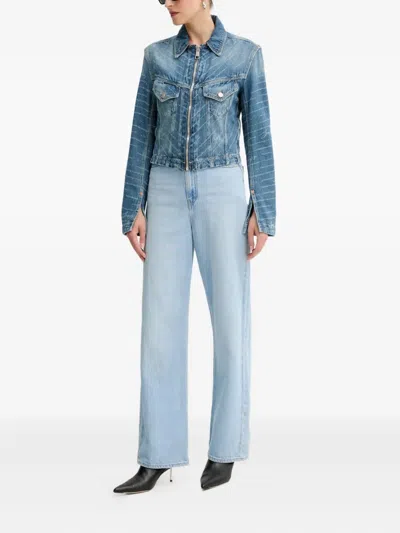 Hugo Boss Logo-print Denim Jacket In Blue