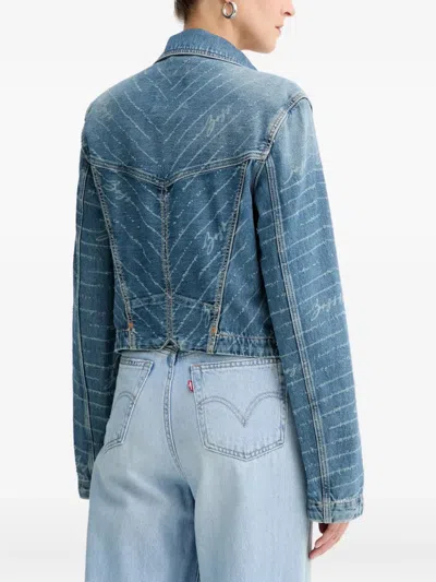 Hugo Boss Logo-print Denim Jacket In Blue