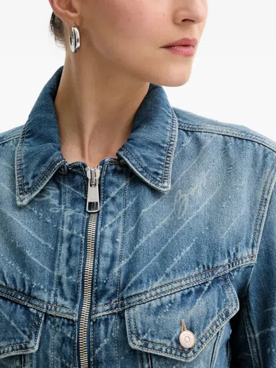 Hugo Boss Logo-print Denim Jacket In Blue