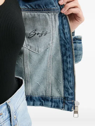Hugo Boss Logo-print Denim Jacket In Blue