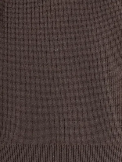 Saint Laurent Chunky Wool Knit Pullover In Brown