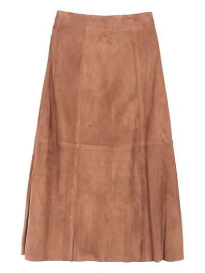 Herno Panelled Midi Skirt In Brown