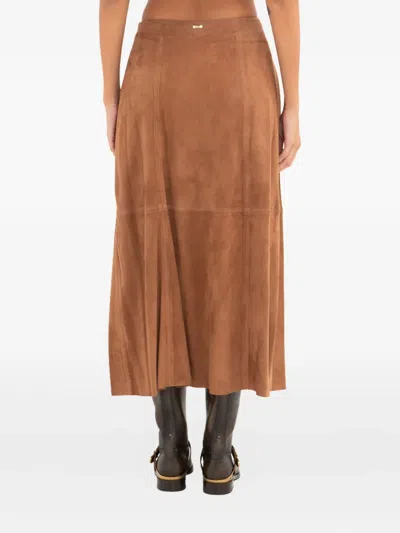 Herno Panelled Midi Skirt In Brown