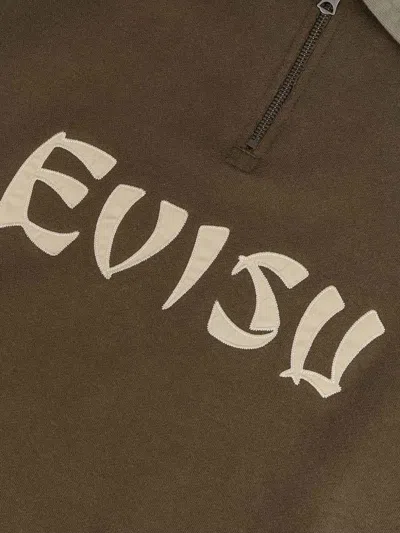 Evisu Zip-up Colour-block Polo Shirt In Brown