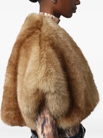 Apparis Devin Faux Mink Fur Shrug In Brown