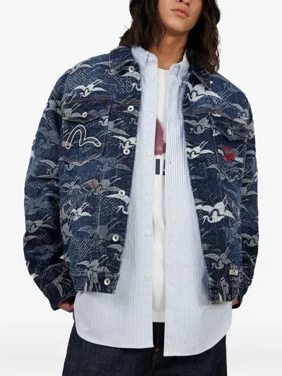 Evisu Crane Pattern Jacket In Blue