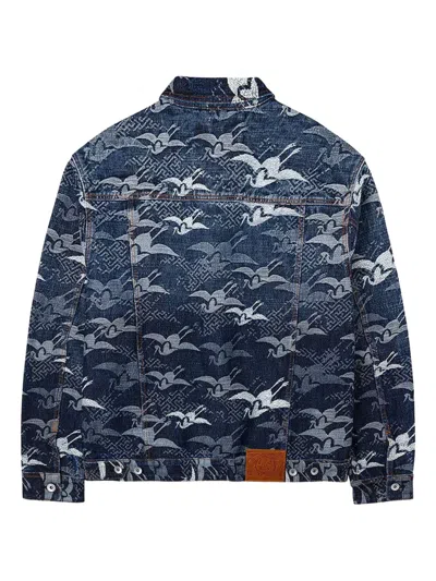 Evisu Crane Pattern Jacket In Blue