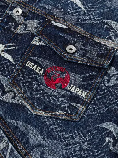 Evisu Crane Pattern Jacket In Blue