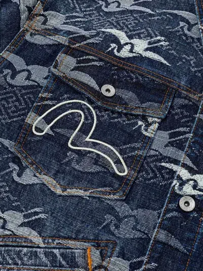 Evisu Crane Pattern Jacket In Blue