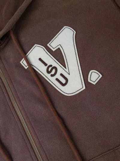 Evisu Appliqué Zip-up Hoodie In Brown