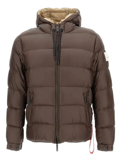 After Label Hooded Puffer Jacket In Brown