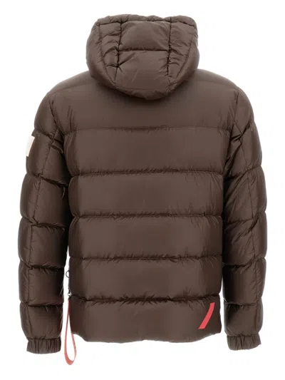 After Label Hooded Puffer Jacket In Brown