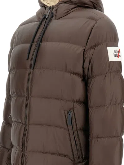 After Label Hooded Puffer Jacket In Brown