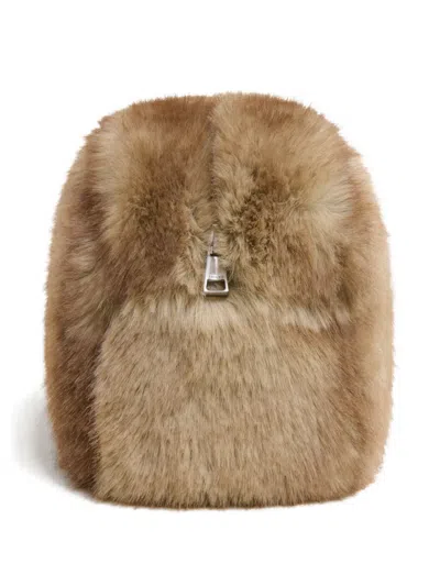 Apparis Jumbo Noor Faux Mink Pochette In Neutral
