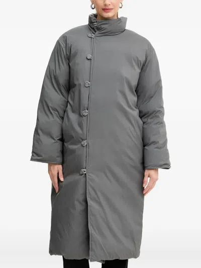 Hugo Boss Buttoned Padded Jacket In Gray