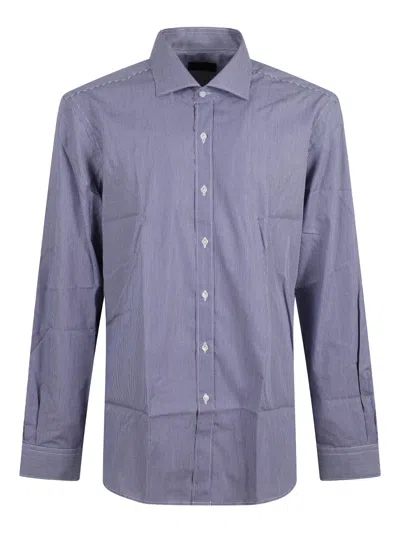 Fay Striped-pattern Long-sleeve Shirt In Blue