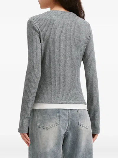 B+ab Button Ribbed Top In Gray