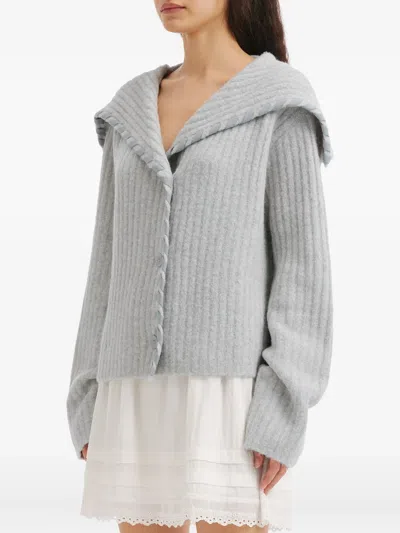 B+ab Ribbed-knit Cardigan In Gray