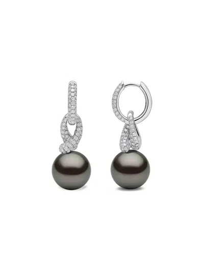 Yoko London 18k White Gold Jazz Pearl And Diamonds Earrings In Silver