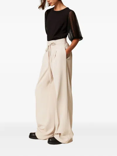 Twinset Drawstring Trousers In Neutral