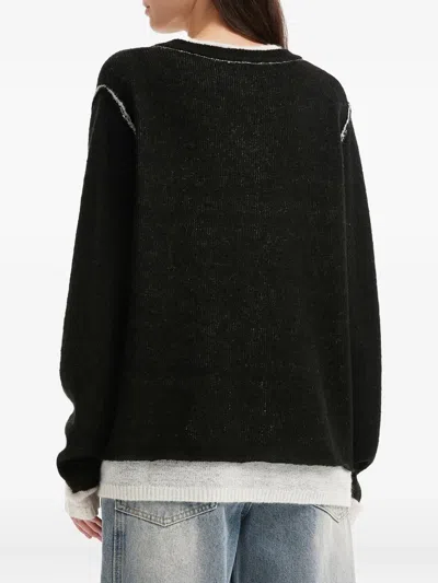 Tout A Coup Layered V-neck Sweater In Black