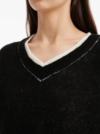 Tout A Coup Layered V-neck Sweater In Black