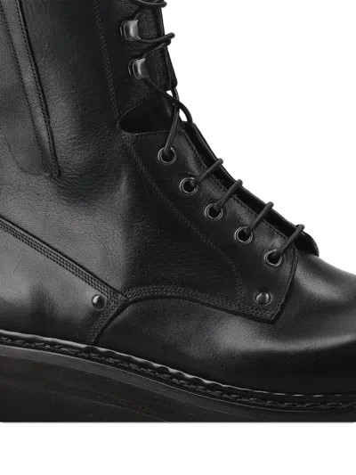 Premiata Lace-up Zip Boots In Black