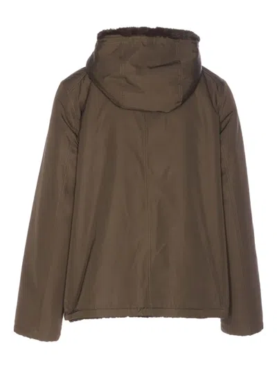 Lou Andrea Reversible Hooded Jacket In Brown