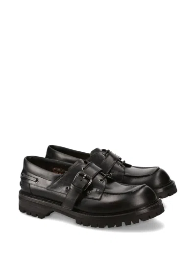 Premiata Buckle Strap Loafers In Black