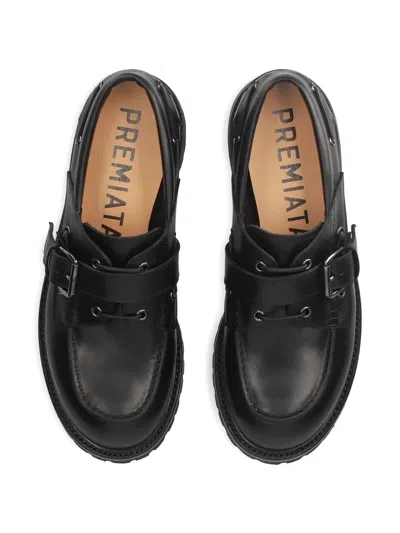 Premiata Buckle Strap Loafers In Black