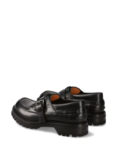 Premiata Buckle Strap Loafers In Black