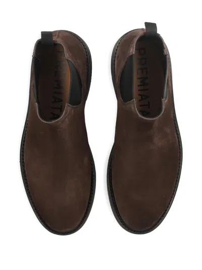 Premiata Pull Tab Suede Chelsea Boots In Brown