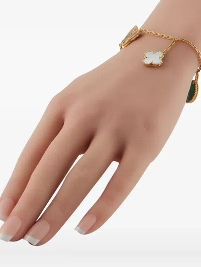 Pre-owned Van Cleef & Arpels 18k Yellow Gold Lucky Alhambra Charm Bracelet
