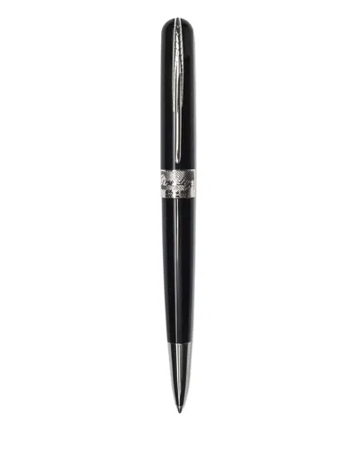 Pineider Engraved Metal Ballpoint Pen In Black