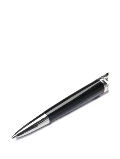 Pineider Engraved Metal Ballpoint Pen In Black