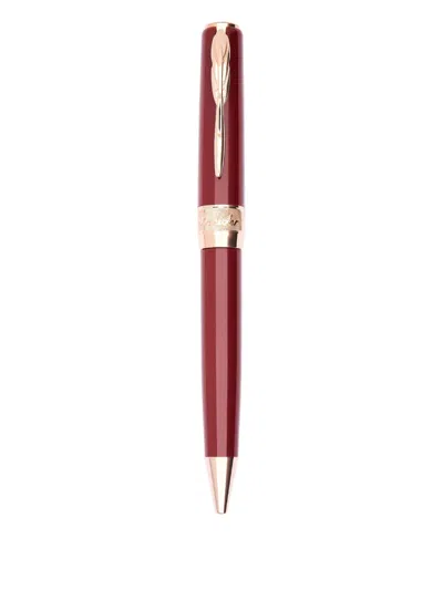 Pineider Classic Rose Gold Ballpoint Pen (14cm X 1.35cm) In Red