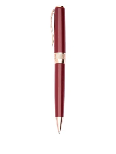 Pineider Classic Rose Gold Ballpoint Pen (14cm X 1.35cm) In Red