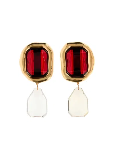 Givenchy Women Embellished Metal Sculptural Crystal Earrings In Gold