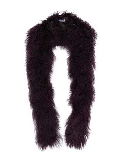 Prada Shearling Scarf In Brown