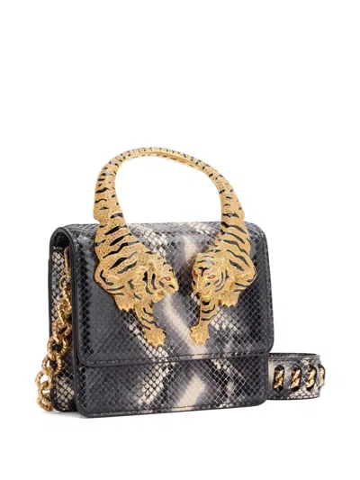 Roberto Cavalli Roar Tiger-handle Mini Bag In Black