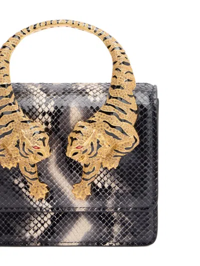 Roberto Cavalli Roar Tiger-handle Mini Bag In Black