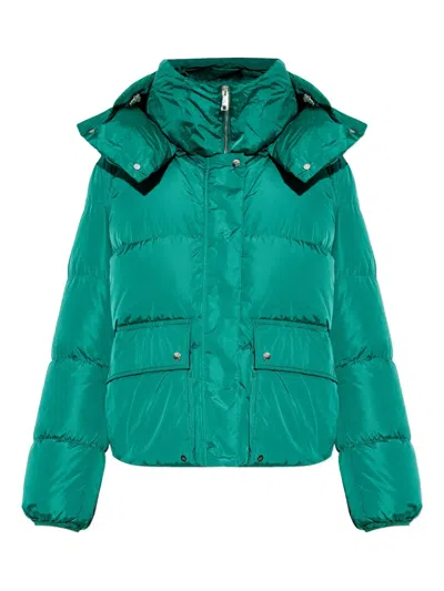 Add Hooded Puffer Jacket In Green