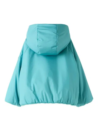 Il Gufo Hooded Zip Coat In Blue