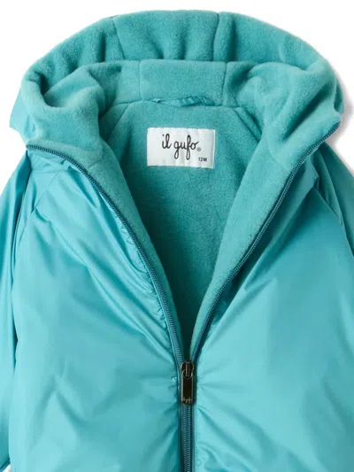 Il Gufo Hooded Zip Coat In Blue