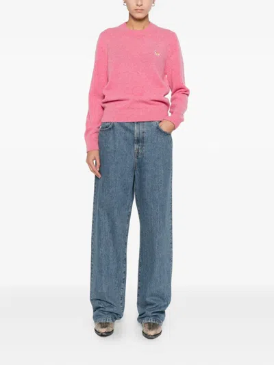 Maison Kitsuné Baby Fox Lambswool Regular Jumper In Pink