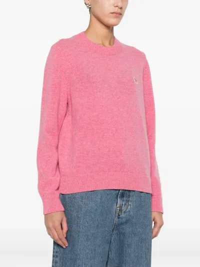 Maison Kitsuné Baby Fox Lambswool Regular Jumper In Pink