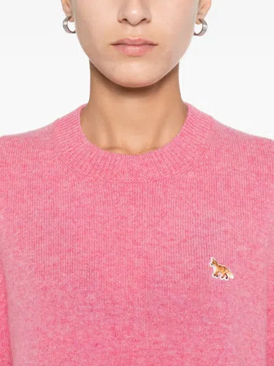Maison Kitsuné Baby Fox Lambswool Regular Jumper In Pink