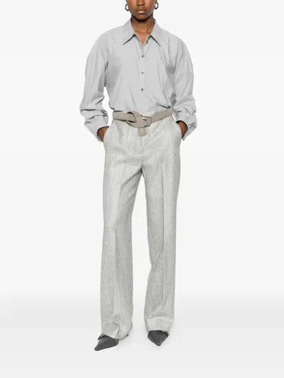 Antonelli Herringbone Tailored Trousers In Gray
