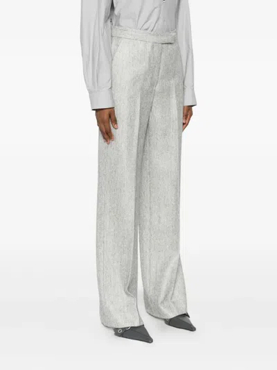 Antonelli Herringbone Tailored Trousers In Gray