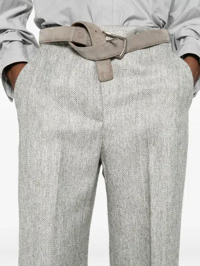 Antonelli Herringbone Tailored Trousers In Gray